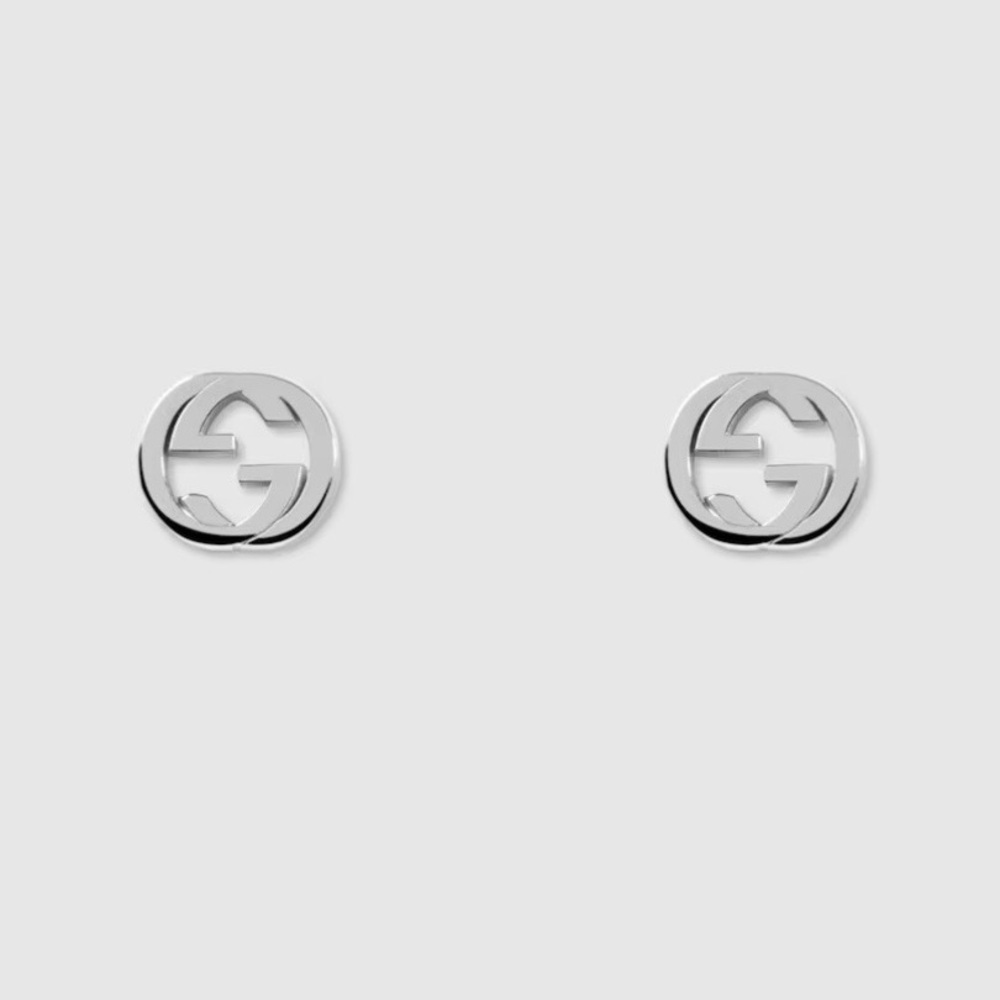 Gucci Silver interlocking Design stud GG Earrings gift